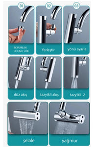 4 Yönlü Şelale Musluk Başlığı
